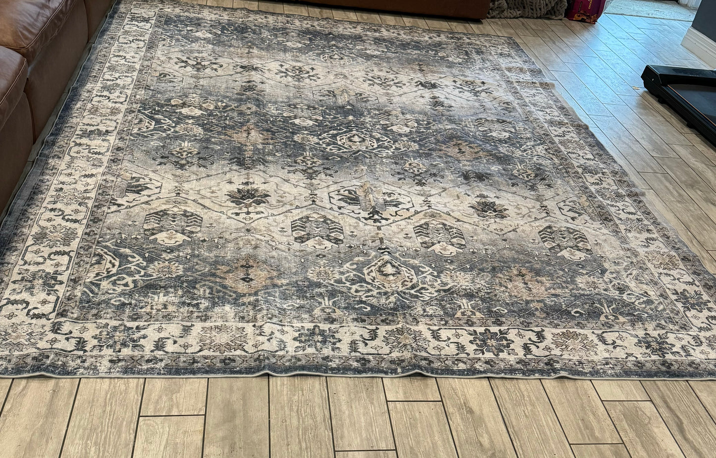 Washable Rug 8x10 - Area Rugs For Living Room Anti Slip Backing Rugs For Bedroom Stain Resistant Non-Shedding Distressed Area Rug (Grey, 8X10)